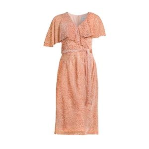 MIKAEL AGHAL Flocked Leopard Surplice Midi Dress on Pink Size 4
